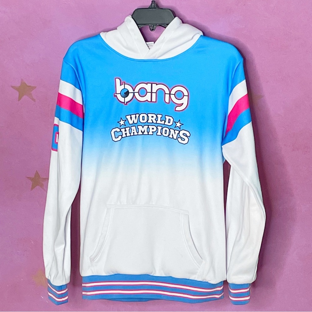 Bang Hoodie Mens Small White Pullover Revolution Energy Drink World Champions